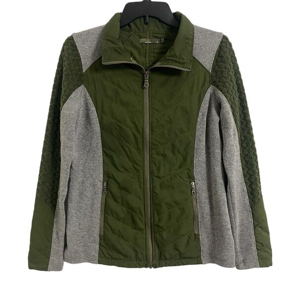 Prana Wool Blend Quilted Zinnia Full Zip Front Jacket Women's Size S Green Gray - Picture 1 of 7